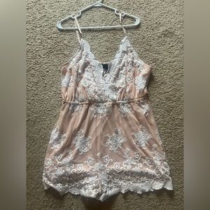 Plush pink lace romper (2x)
